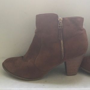 Brown suede booties